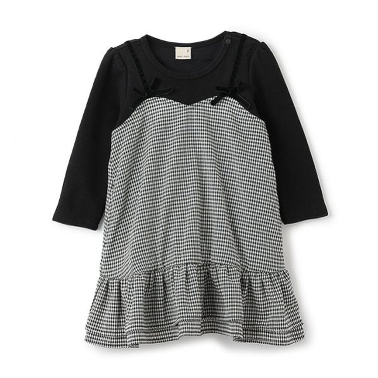 [Link] [Gingham Docking One-Piece Dress (Kids Size)],Black, large image number 0