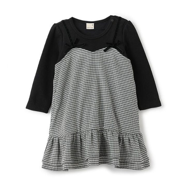 [Link] [Gingham Docking One-Piece Dress (Kids Size)],Black, medium image number 0