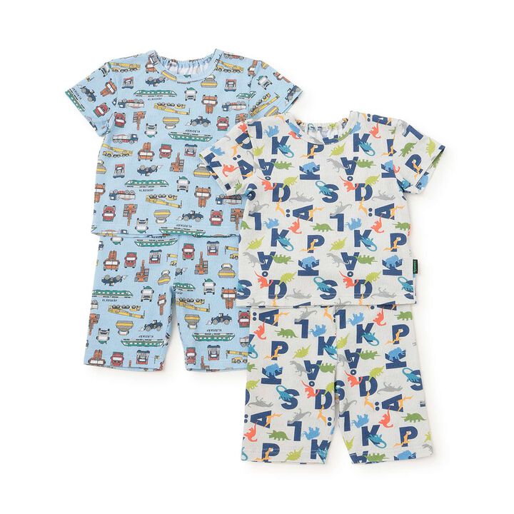 All-Over Pattern Short-Sleeve Loungewear,Sax blue, medium image number 9