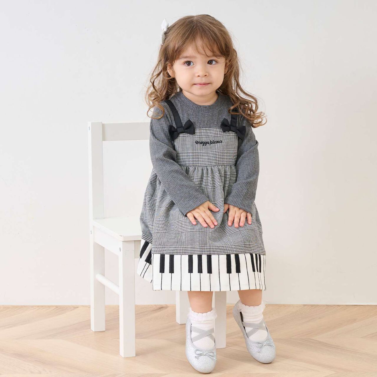 Piano One-Piece Dress & Bloomers Set,Black, large image number 13