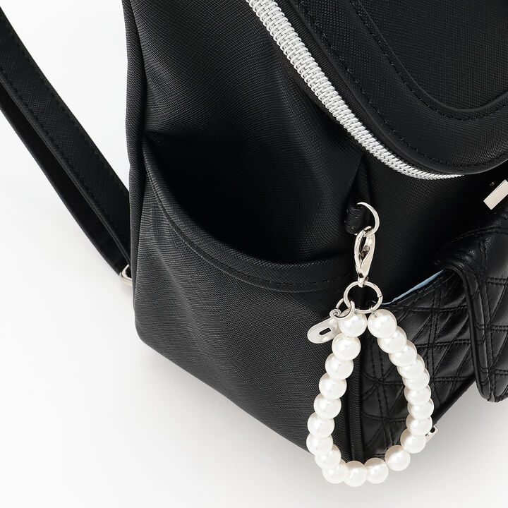 Quilted Design Bucket Backpack,Black, medium image number 4