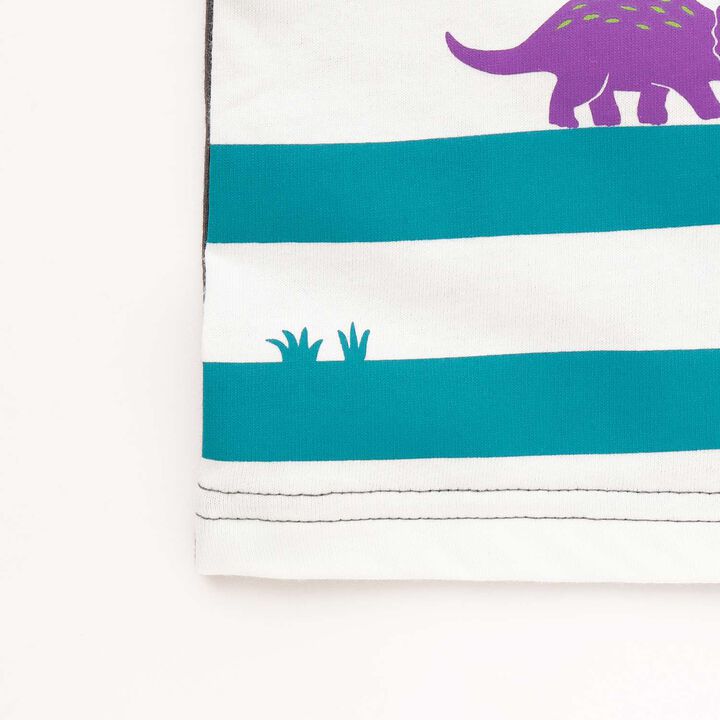 [Popular Item Restocked] Dinosaur Print Stripe Short Sleeve T-Shirt [Not Available at Physical Stores],Green, medium image number 4