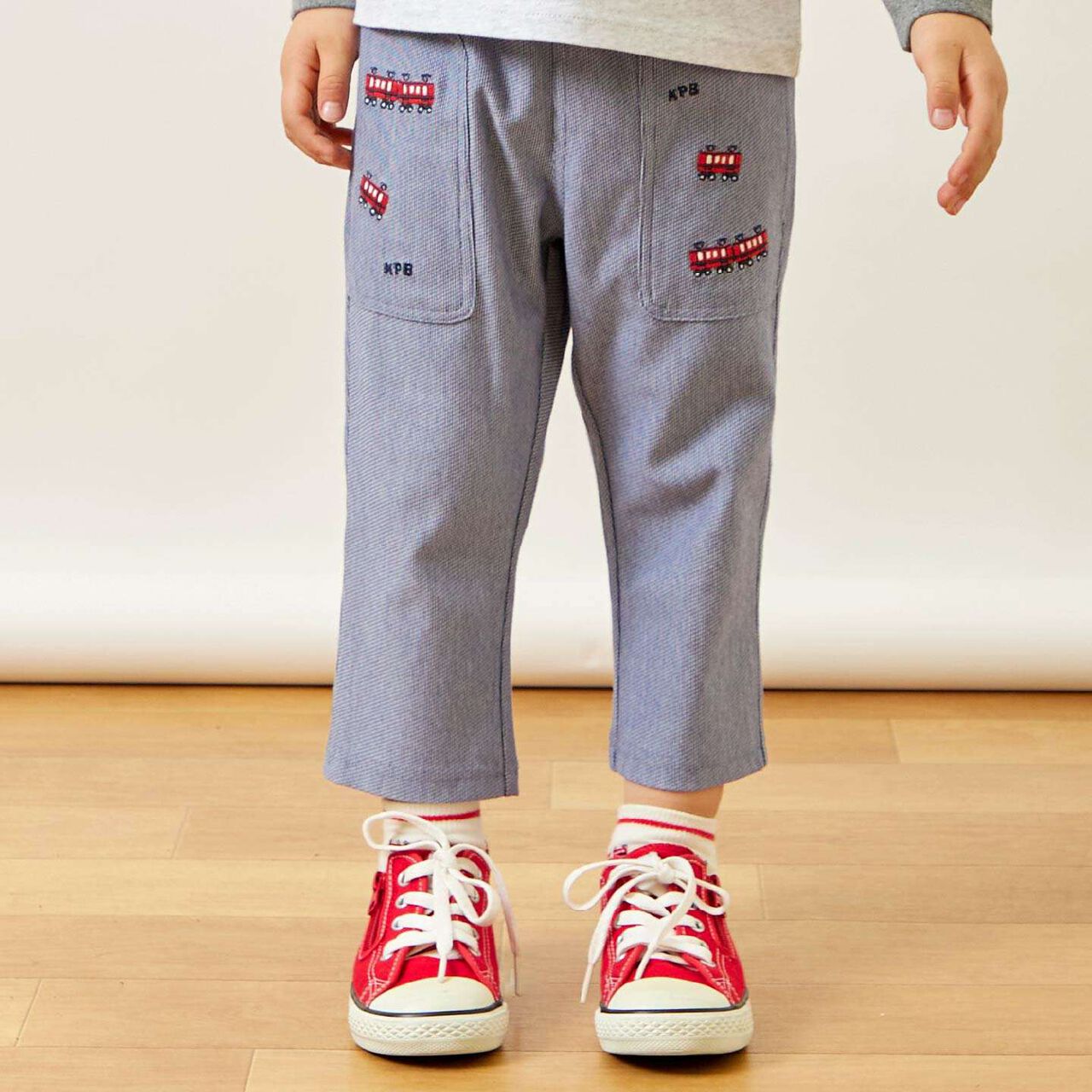Stripe Jacquard 7/8 Pants,Navy, large image number 0