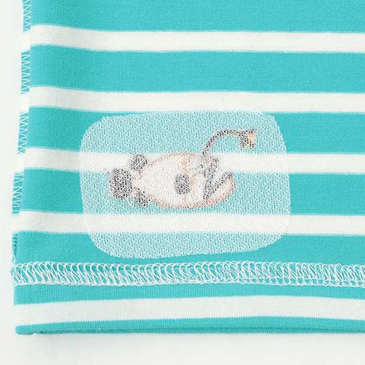 Deep Sea Embroidery Stripe Short Sleeve T-Shirt,Royal blue, medium image number 10
