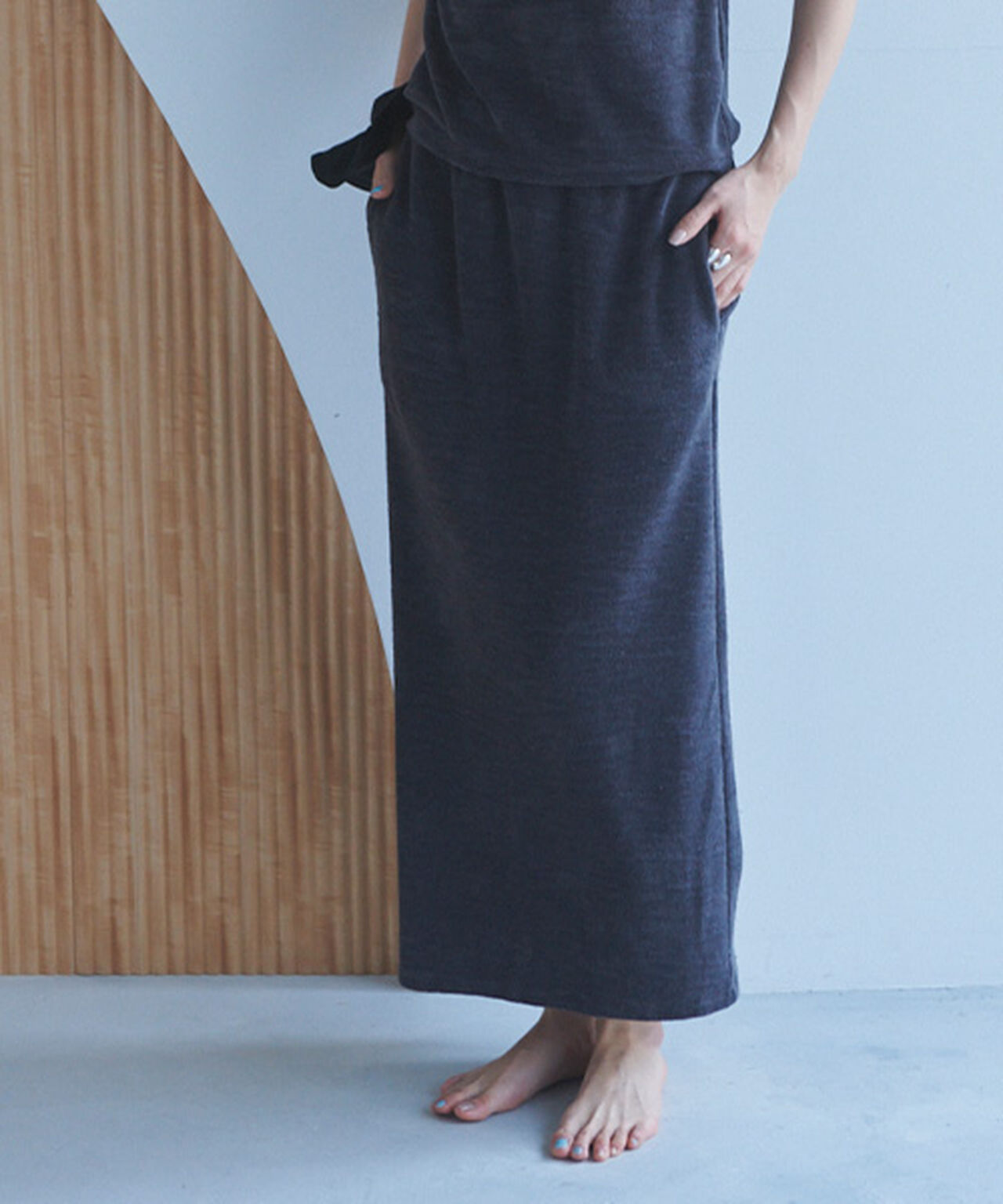 Pile Long Skirt,Light green, large image number 20