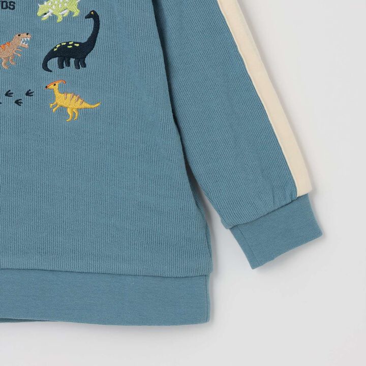 [Restock] Dinosaur Embroidery Sleeve Line Long-Sleeve T-Shirt,Gray, medium image number 5