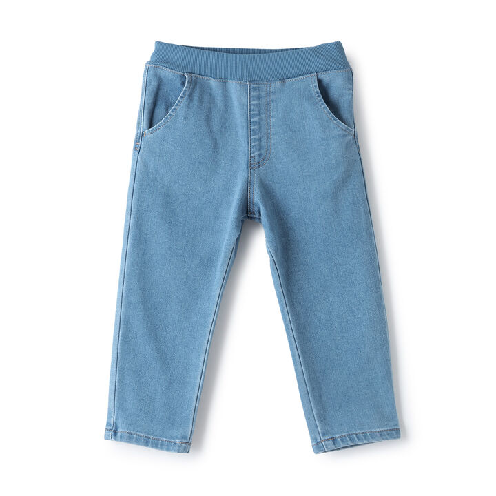 Wool Lined Denim Barrel Pants,Sax blue, medium image number 6