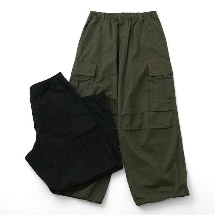 Cotton Twill Wide Cargo Pants,Khaki, medium image number 11