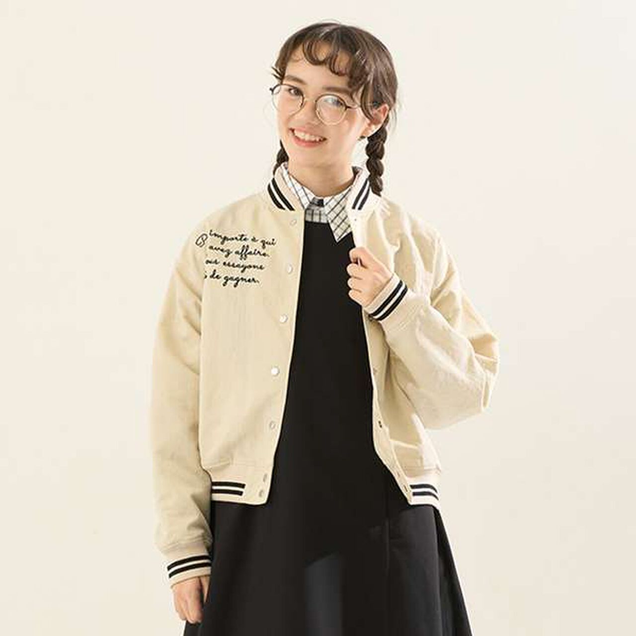 [AMI] Water-Repellent Ribbed Varsity Jacket,Ivory, large image number 9
