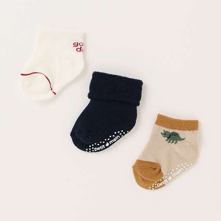 Baby 3-Piece Socks,Navy, medium image number 0