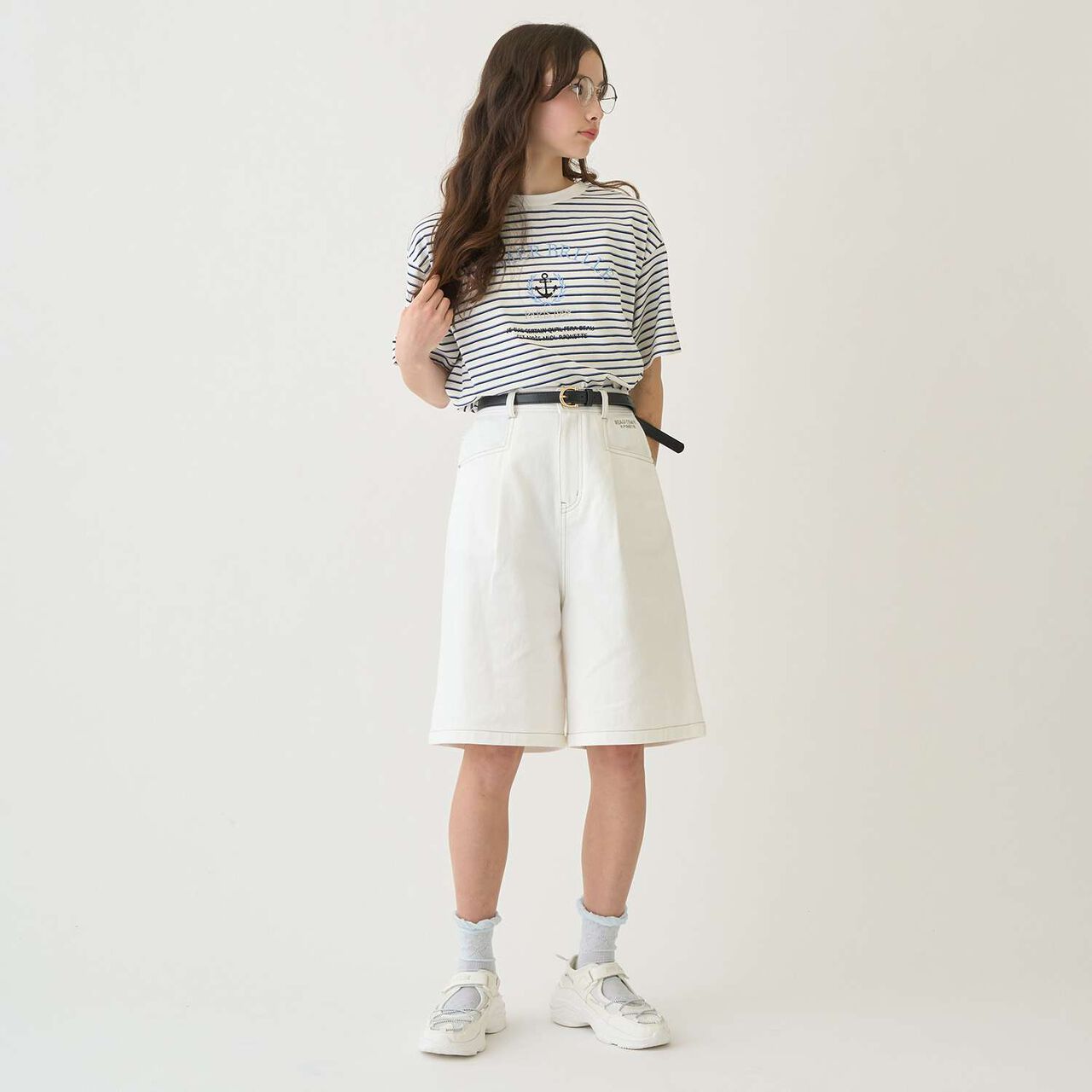 Lace Pattern Crew Socks,Off white, large image number 11