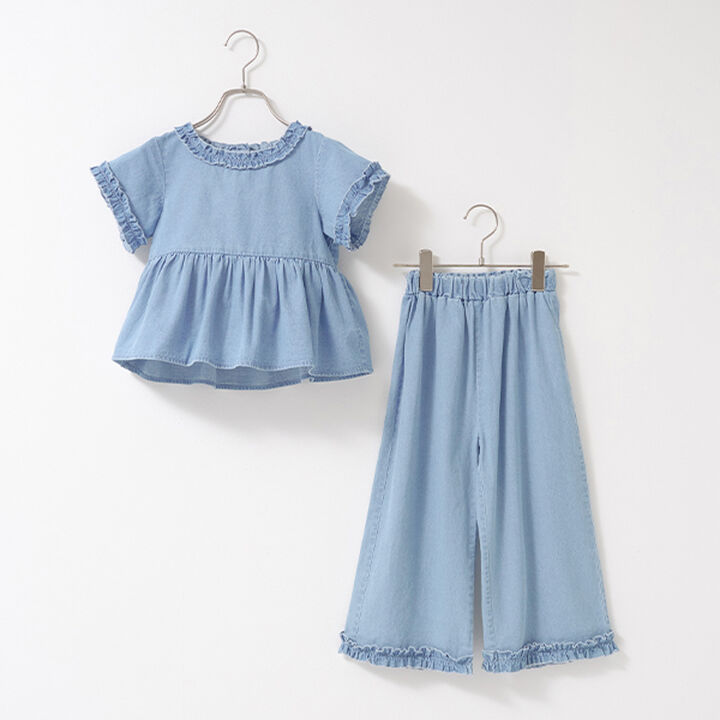 Frill Blouse & Frill Wide Pants Outfit Set,Black, medium image number 12