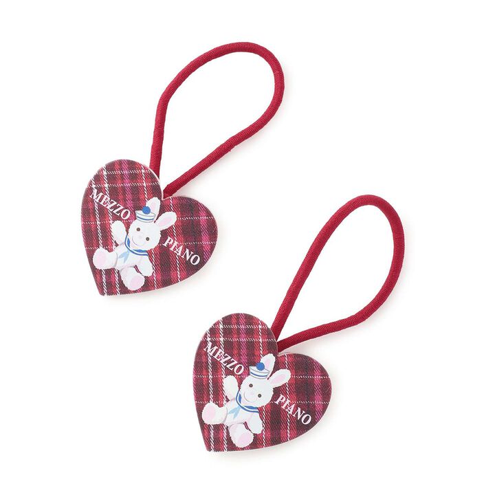 Animal Heart Check Hair Pony Set of 2 [Made in Japan],, medium