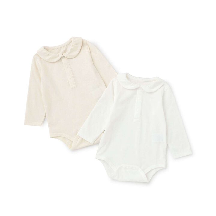 Organic Collar Bodysuit [Made in Japan],Pearl white, medium image number 7
