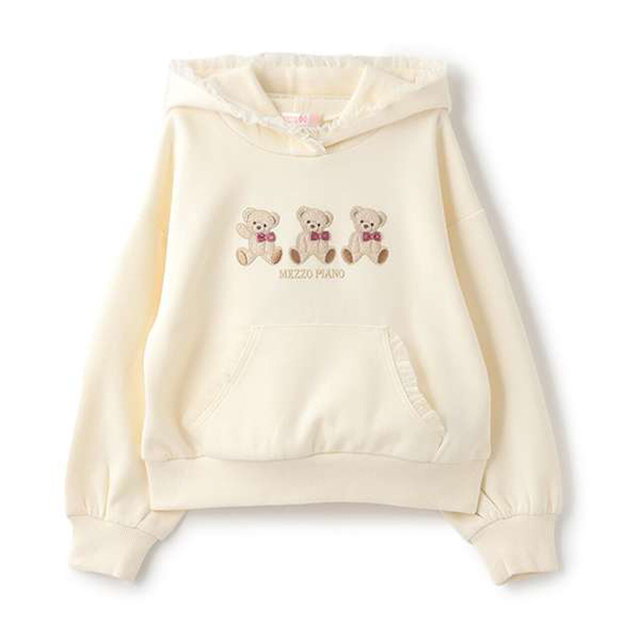 Bear Appliqu&eacute; Hoodie,Ivory, large image number 0