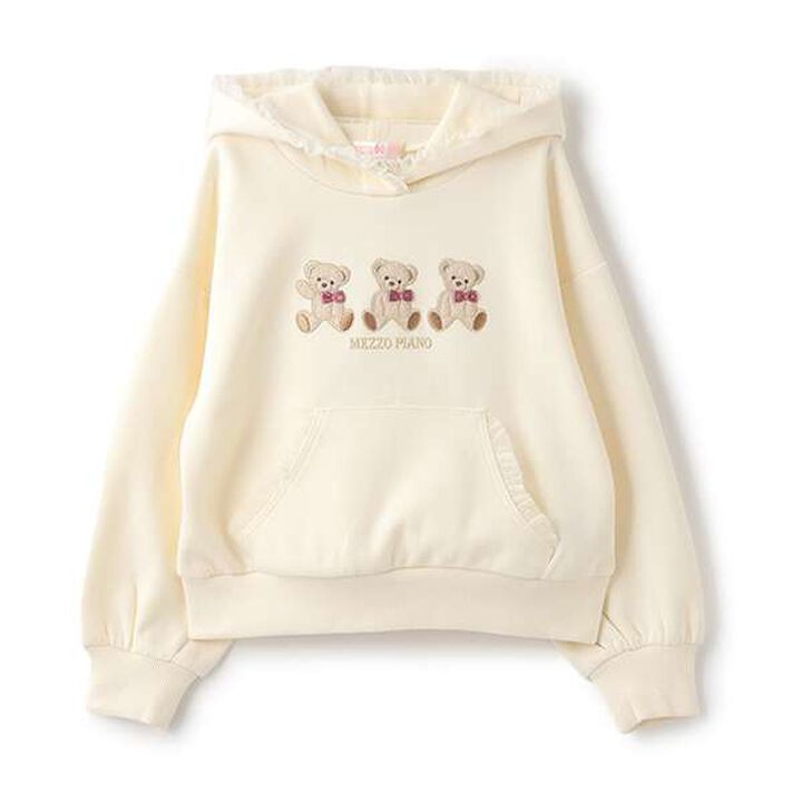 Bear Appliqu&eacute; Hoodie,Ivory, medium image number 0