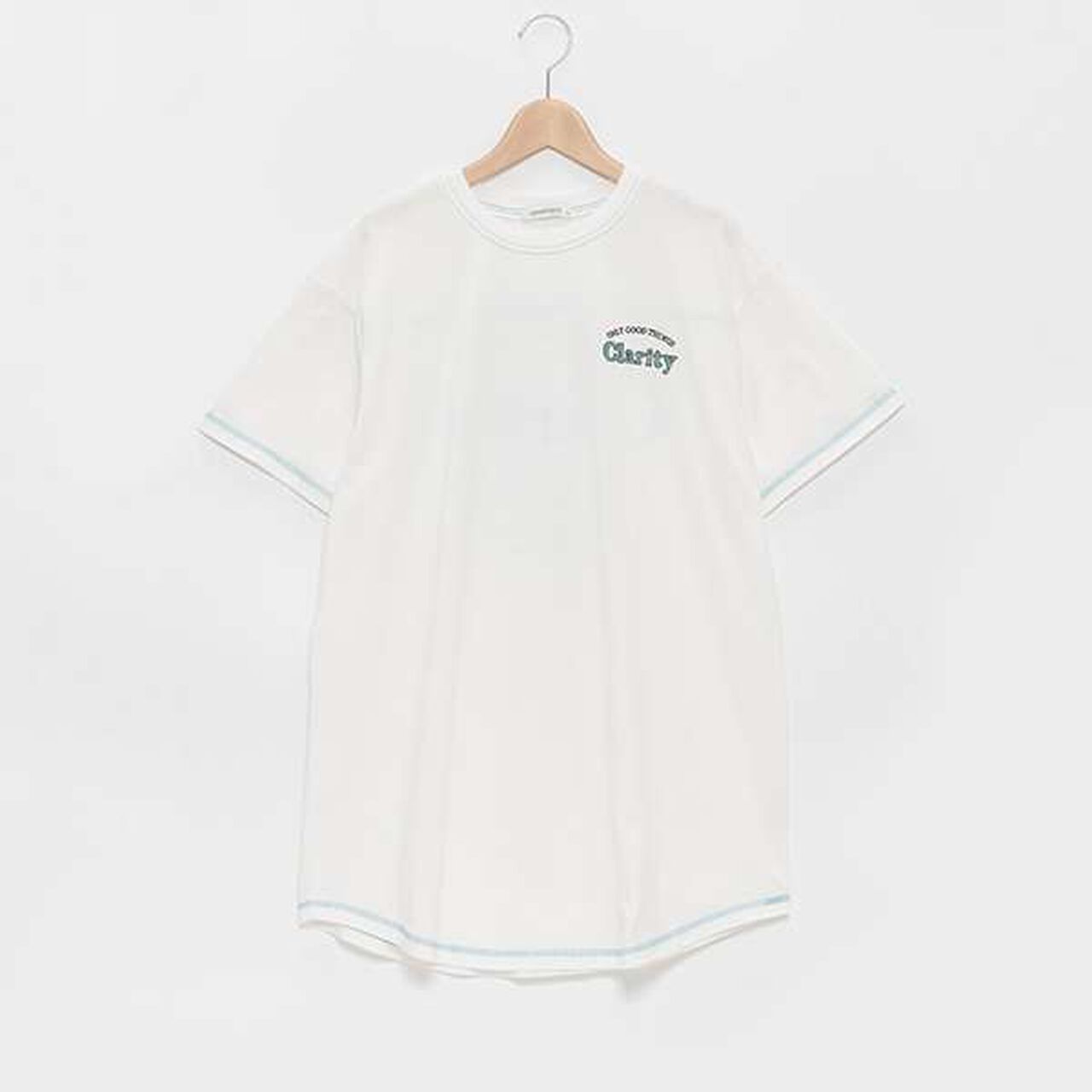 Functional Material Back Print T One-Piece Dress,Emerald green, large image number 4