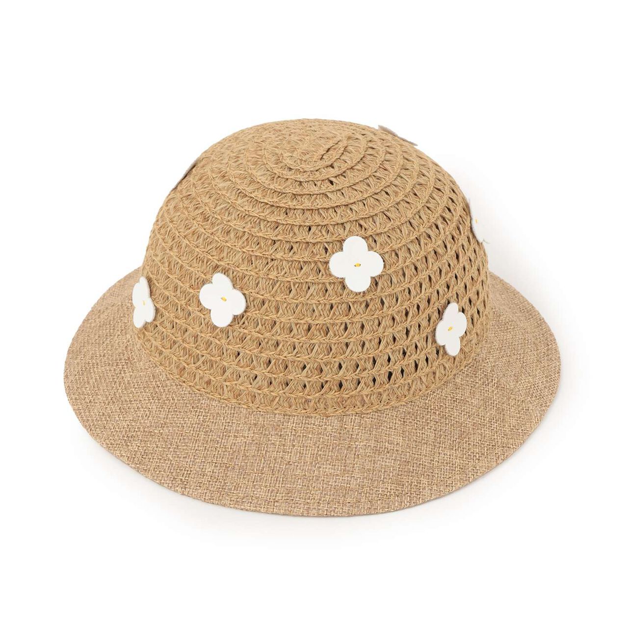 Link Flower-Embellished Straw Hat,Beige, large image number 0