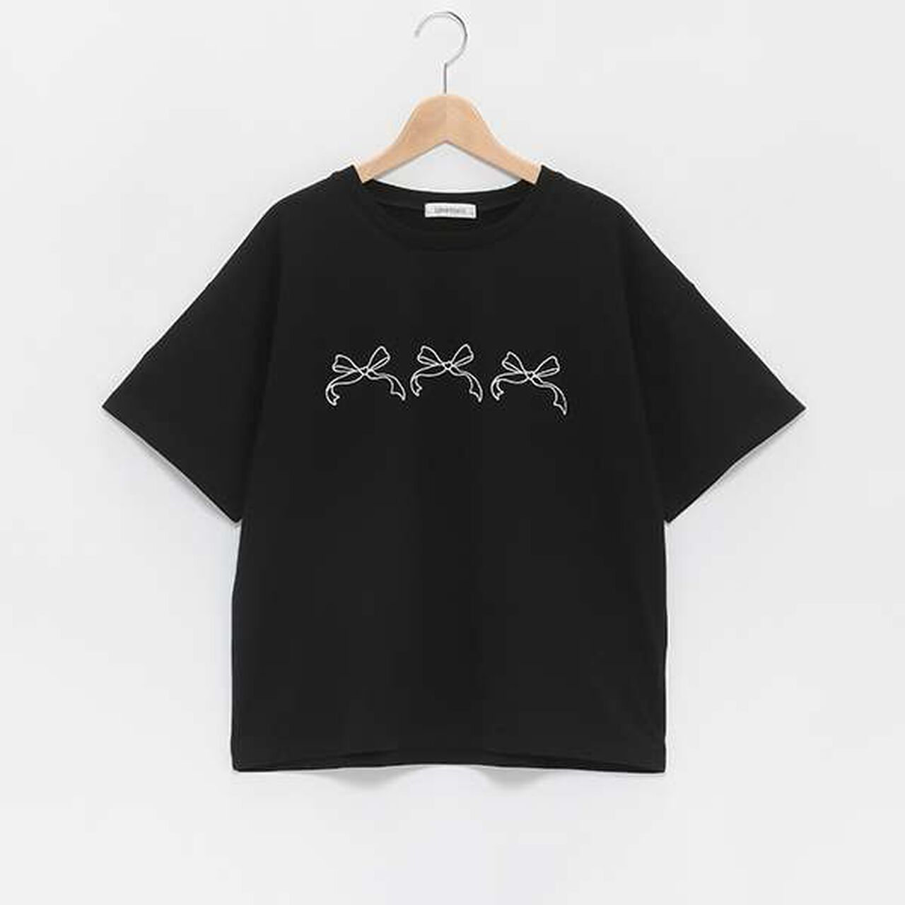 Ribbon Embroidered Half T-Shirt,Mocha tea, large image number 9