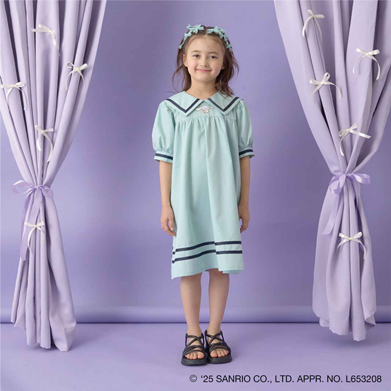 Cinnamoroll Sailor Collar Puff One-Piece Dress [Sanrio Characters],Navy, large image number 15