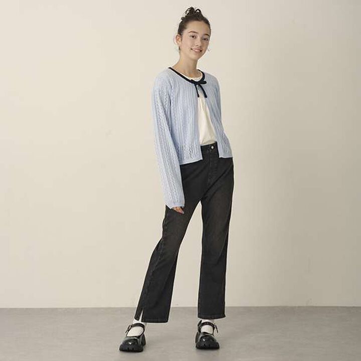 Lace Knit Cardigan + T-Blouse Set,Ivory, medium image number 22