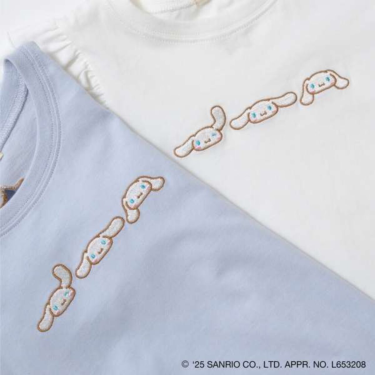 [Sanrio] Soft Cotton Cinnamoroll & Kuromi Assortment Embroidered 5-Sleeve T-Shirt,Off white, large image number 22