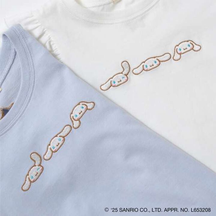 [Sanrio] Soft Cotton Cinnamoroll & Kuromi Assortment Embroidered 5-Sleeve T-Shirt,Off white, medium image number 22