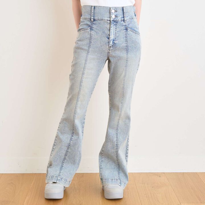 [Cool Touch] Style-Up Flare Denim Pants,Turquoise, medium image number 14