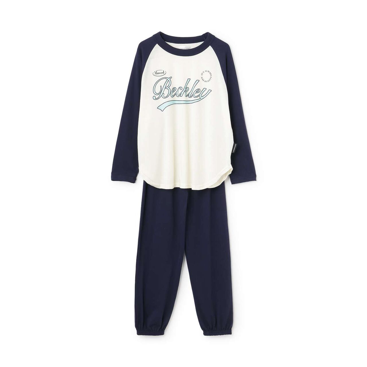 Logo Raglan Long-Sleeve T-Shirt & Pants Set [Loungewear/Pajamas],Navy, large image number 0