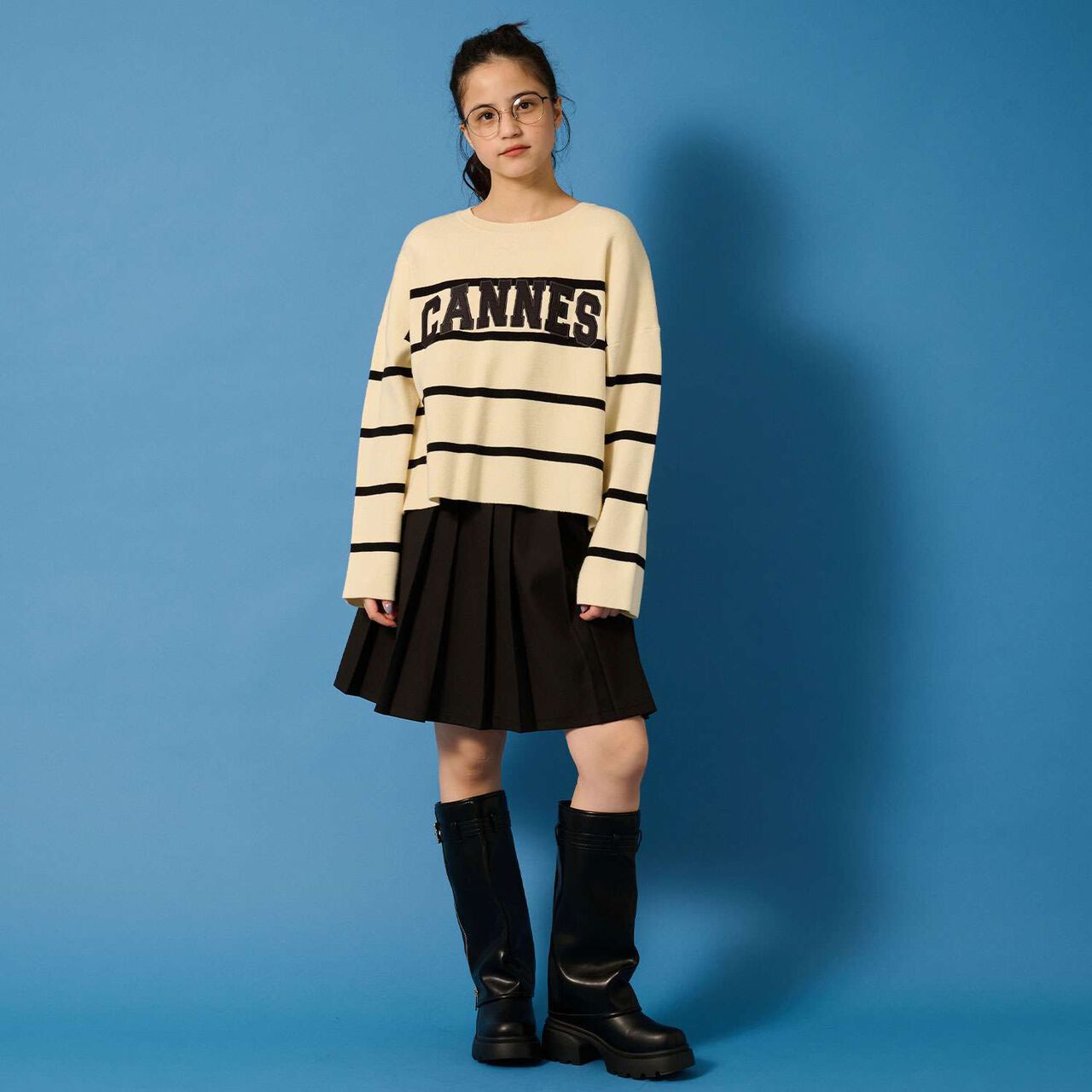 [AMI] Stripe Pattern Felt Logo Knitwear,Light green, large image number 9