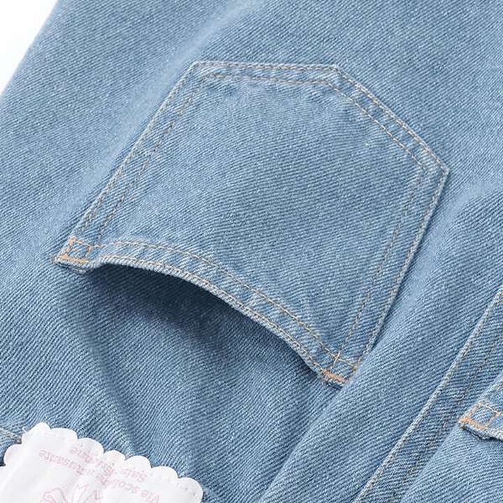 Stretch Denim Scallop Trim Skirt with Shorts,Sax blue, medium image number 9