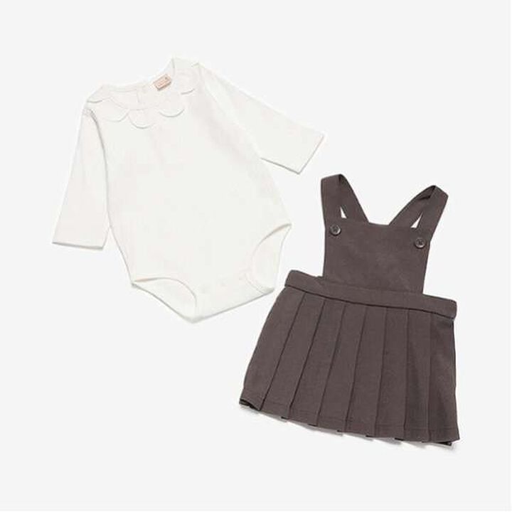 Pleated Jumper Skirt Set,Black, medium image number 12