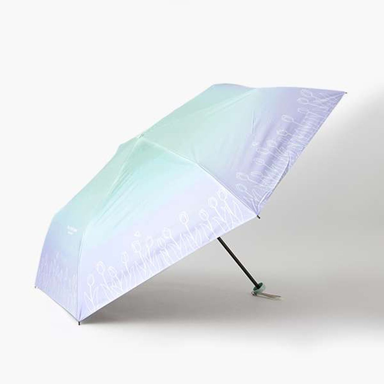 Gradient Tulip Pattern Folding Umbrella,Emerald green, large image number 0
