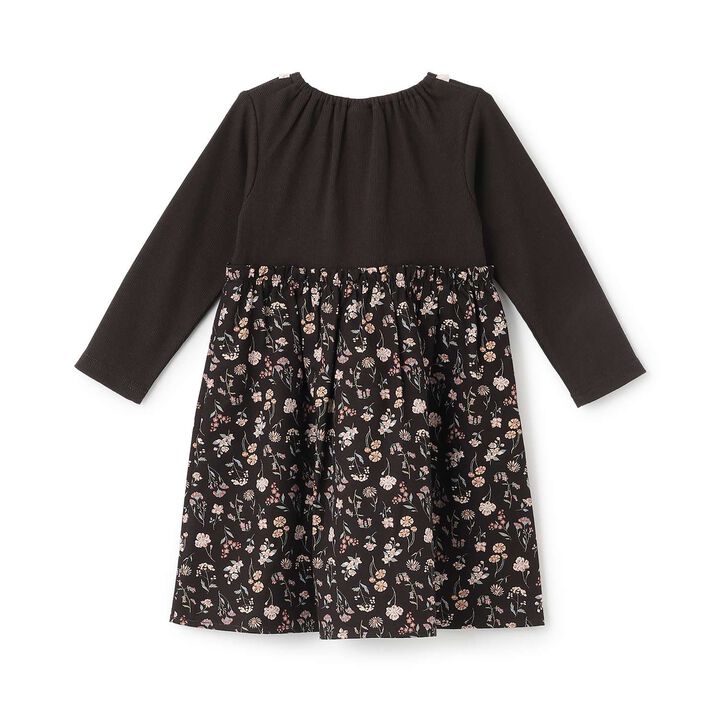 Floral Pattern Docking One-Piece Dress,Milky white, medium image number 2