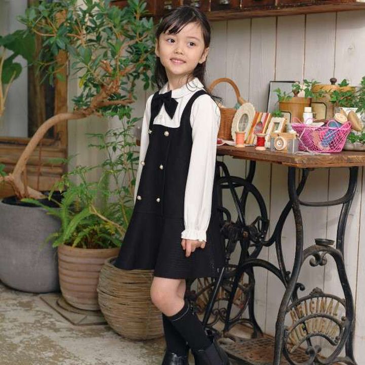 KP Layered One-Piece Dress with Ribbon [100-140],Beige, medium image number 3