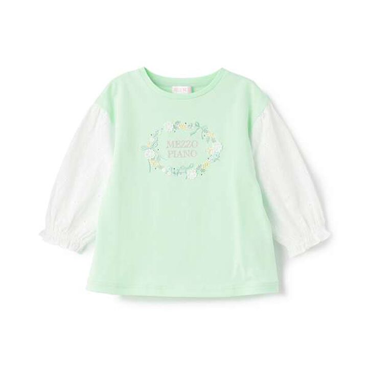 Flower Wreath 7/8 Sleeve T-Shirt,Off white, medium image number 9