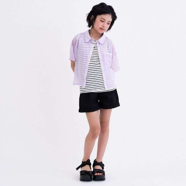 [3WAY] Short-Sleeve Sheer Shirt & Cool Sensation Tank Set,Lavender, medium image number 10