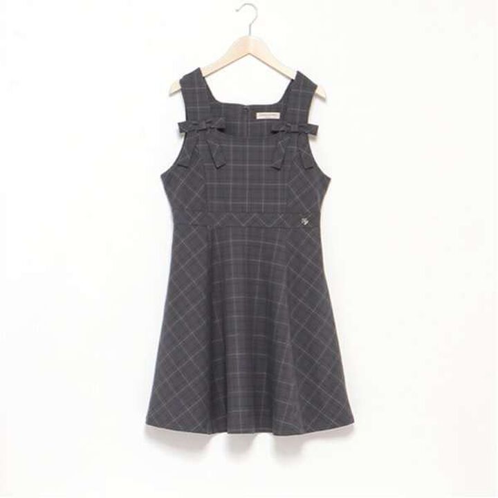 Twin Ribbon Jumper Skirt,Charcoal gray, medium image number 4