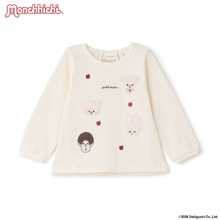 [Monchhichi/Link] Embroidered Long-Sleeve T-Shirt,Brown, medium image number 6