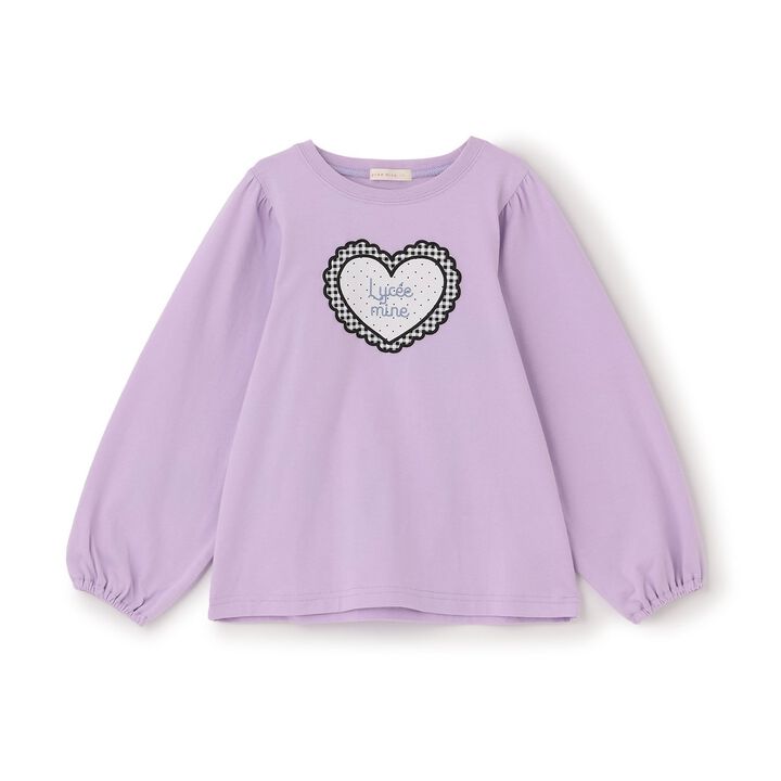 Quick-Dry UV Heart Print Puff Sleeve T-Shirt [Lycee Mine Ballet Series],Lavender, medium image number 3