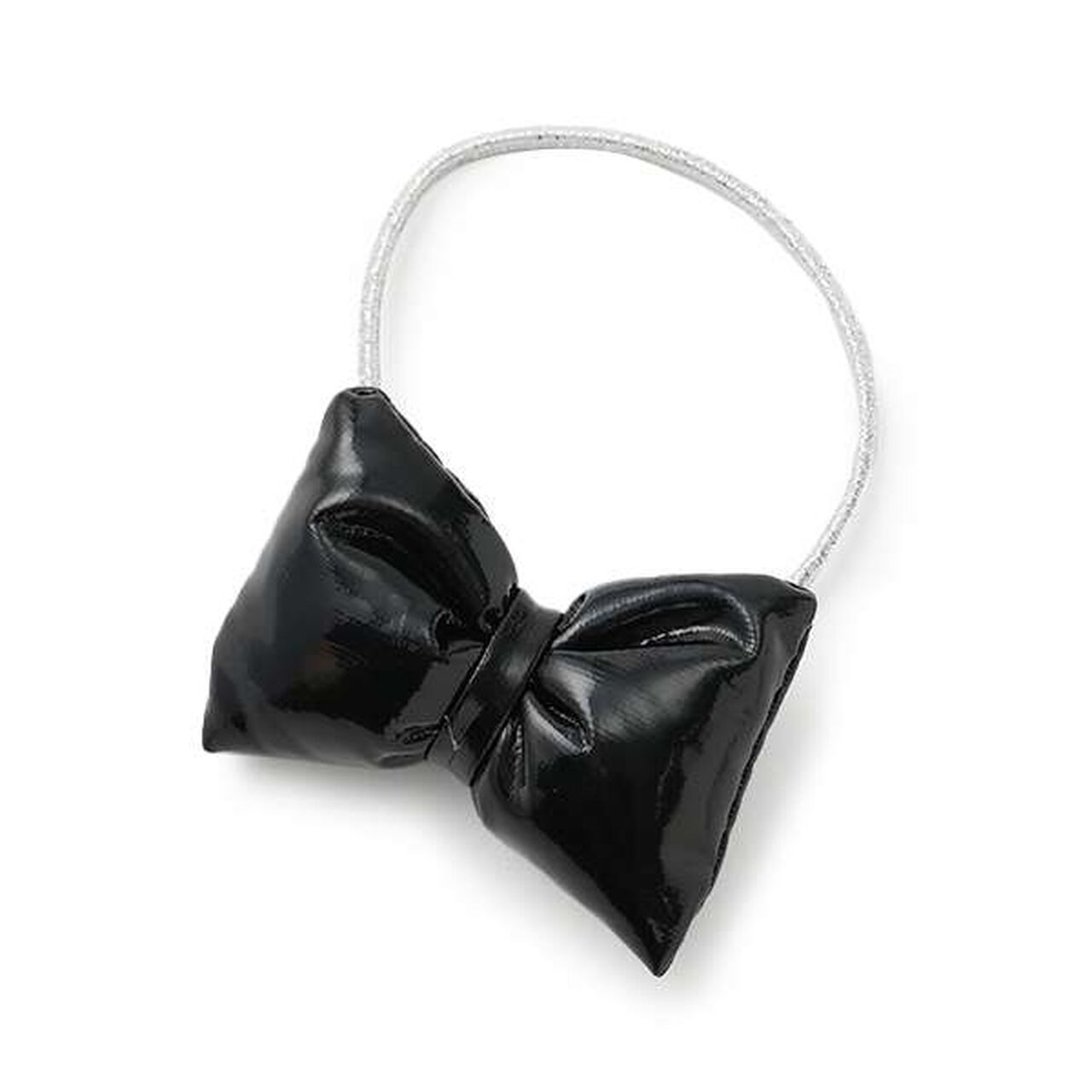 Puffy Ribbon Hair Tie,Silver, large image number 3