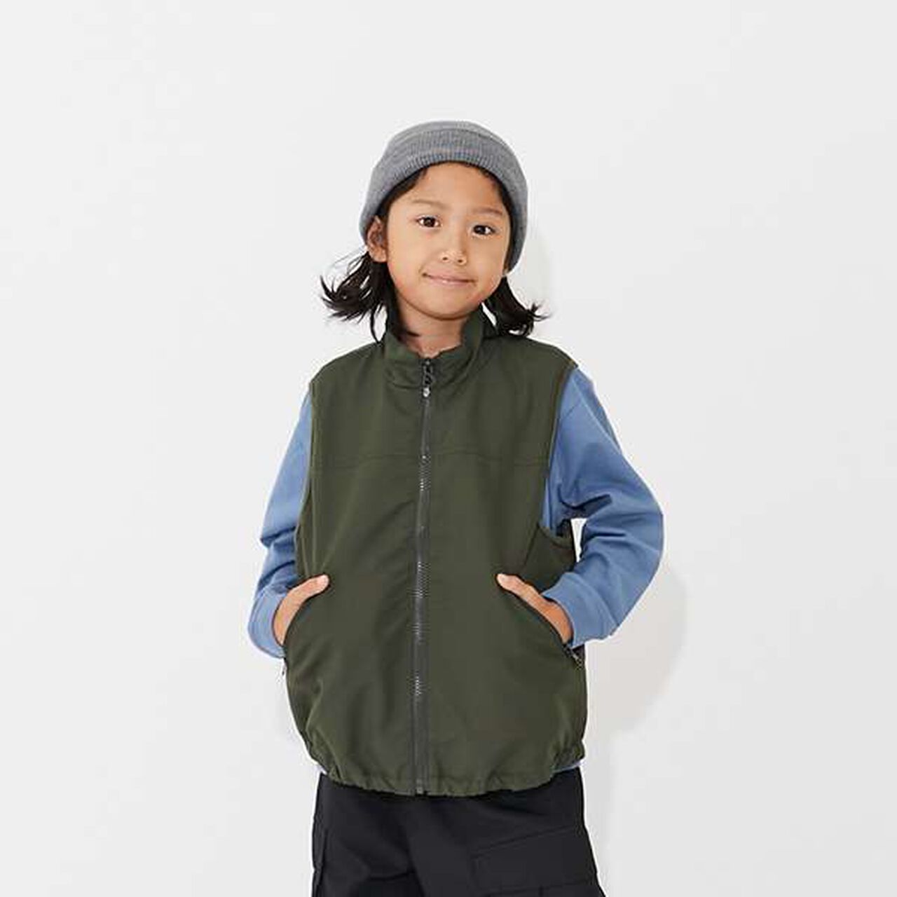 [SKIT0LY] Water-Repellent Zip-Up Vest,Khaki, large image number 0