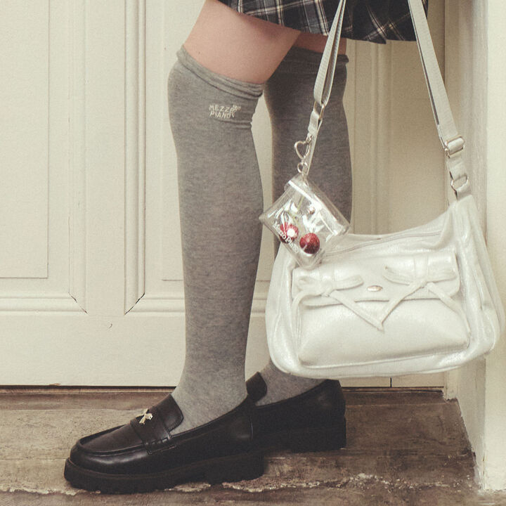 [Antibacterial Deodorizing] Logo Embroidered Knee-High Socks,Gray, medium image number 0