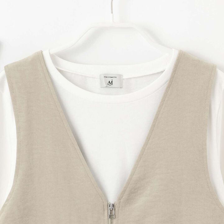 [AMI] Balloon Vest × Long Sleeve T-Shirt Set,Beige, medium image number 7