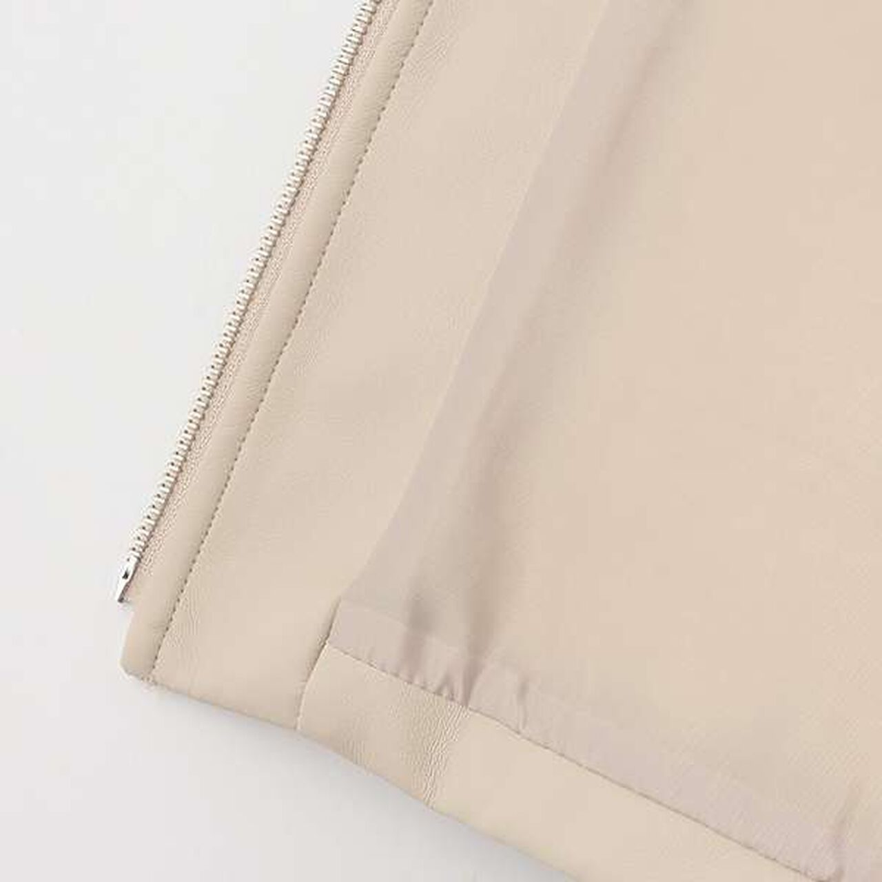 F Leather Short Bomber Jacket,Ivory, large image number 3