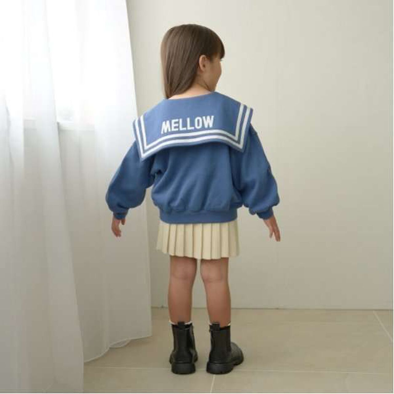 Pilling-Resistant Sailor Collar Sweatshirt,Milky white, large image number 6