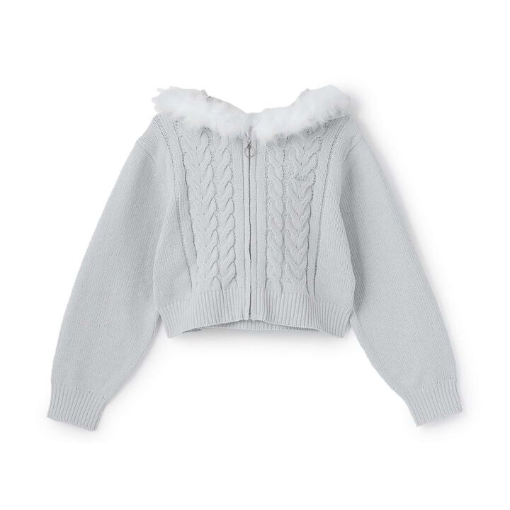 [Washable] Plush Knit Fur Zip Parka,Light pink, medium image number 21