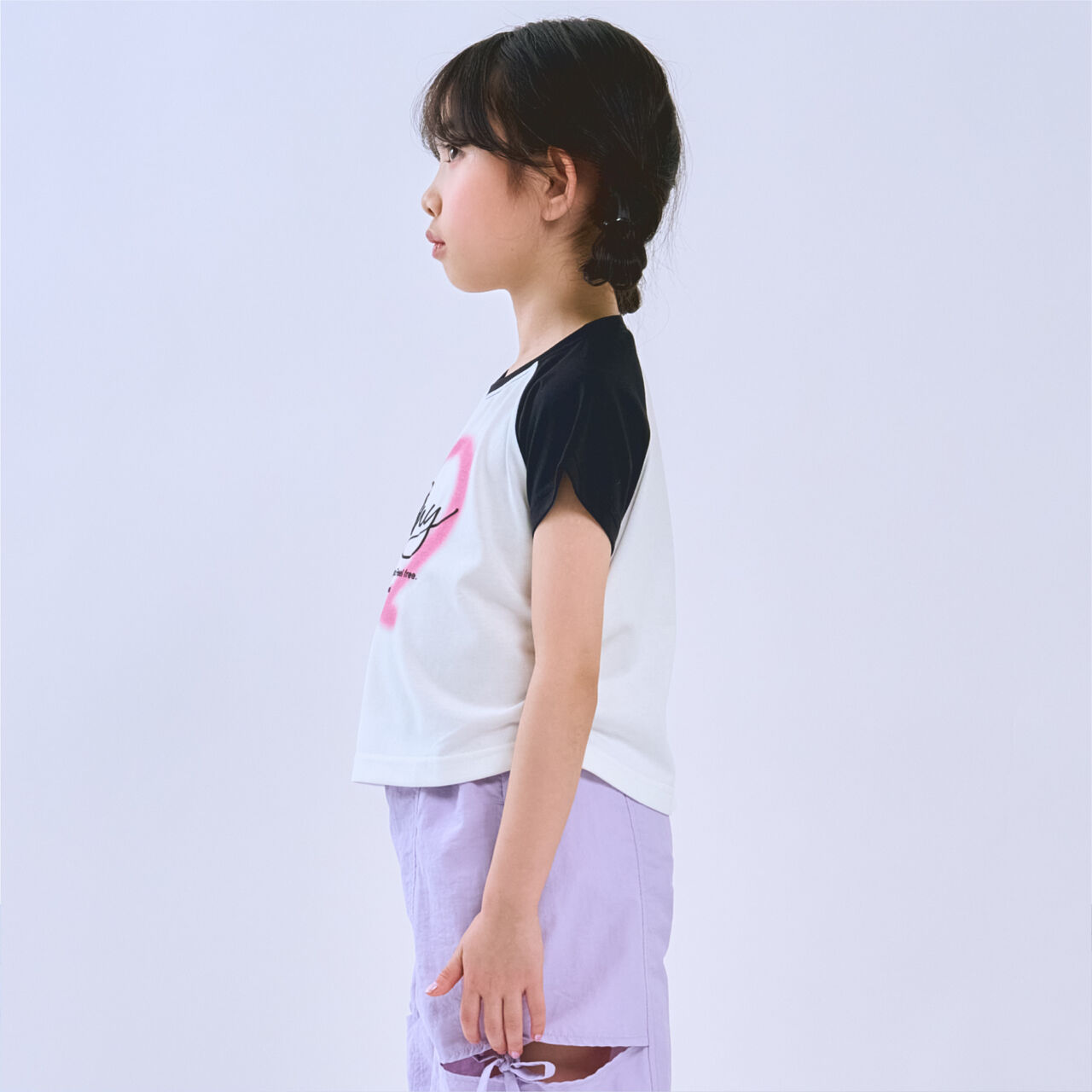 [Cool Touch] Cropped Raglan Short Sleeve T-Shirt,Black, large image number 1