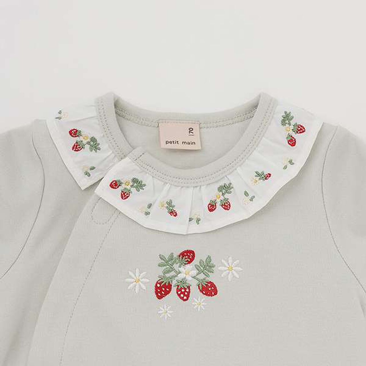 [Weak Acidity] Strawberry Embroidery Coverall,Light green, large image number 6