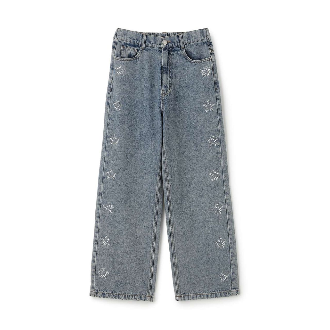Sparkling Motif Wide Denim Pants,Navy, large image number 2